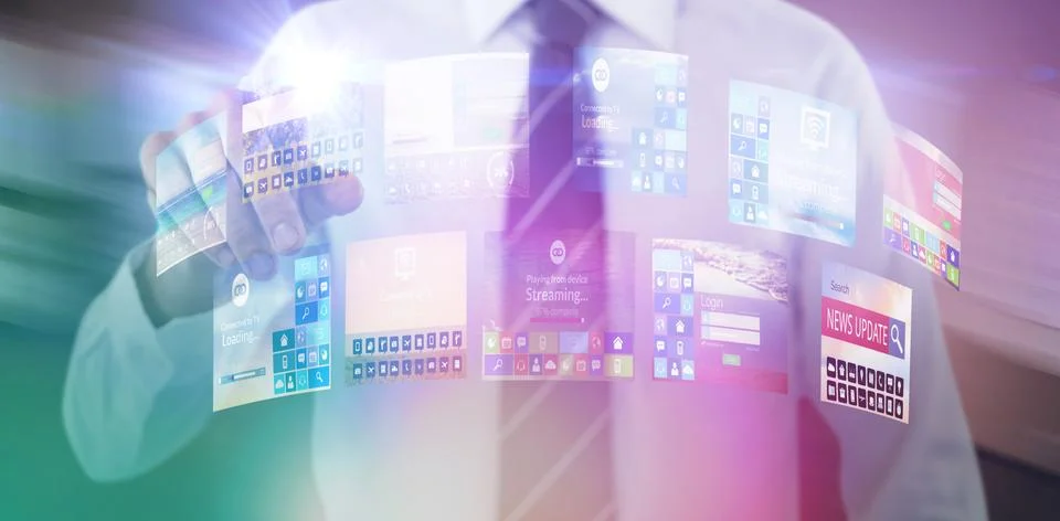 Composite image of midsection of man pointing Stock Photos