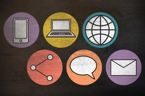 Composite image of mobile and computer icon Free Stock Illustration