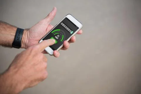 Composite image of mobile display with memory cleaner Stock Photos