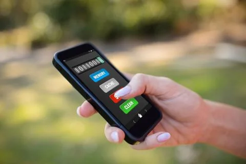 Composite image of mobile display with memory cleaner Stock Photos