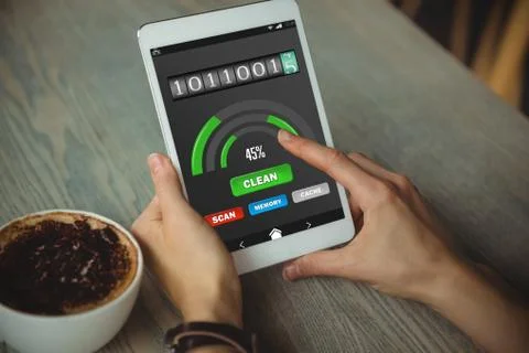 Composite image of mobile display with memory cleaner Stock Photos