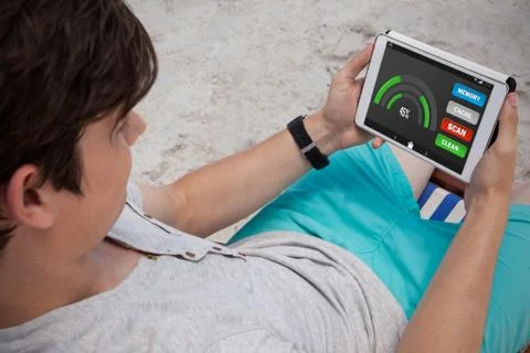 Composite image of mobile display with memory cleaner Stock Photos