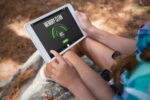 Composite image of mobile display with memory cleaner Stock Photos