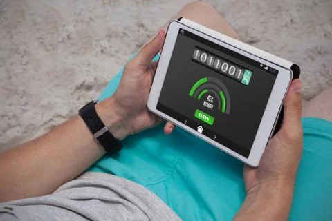 Composite image of mobile display with memory cleaner Stock Photos