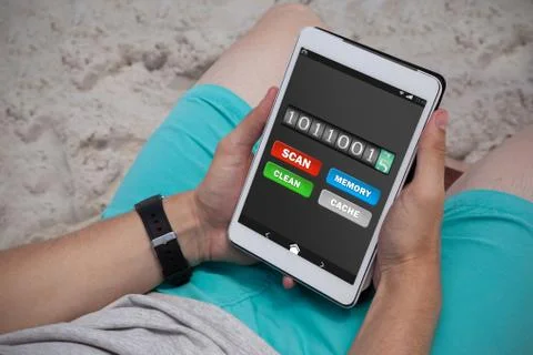 Composite image of mobile display with memory cleaner Stock Photos