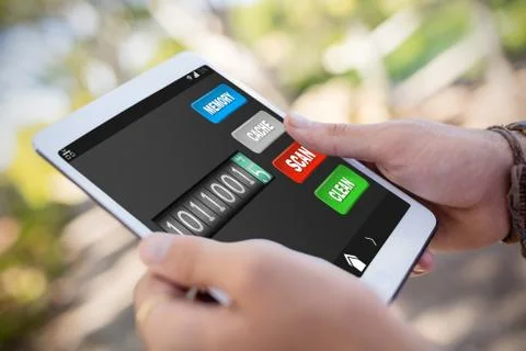 Composite image of mobile display with memory cleaner Stock Photos