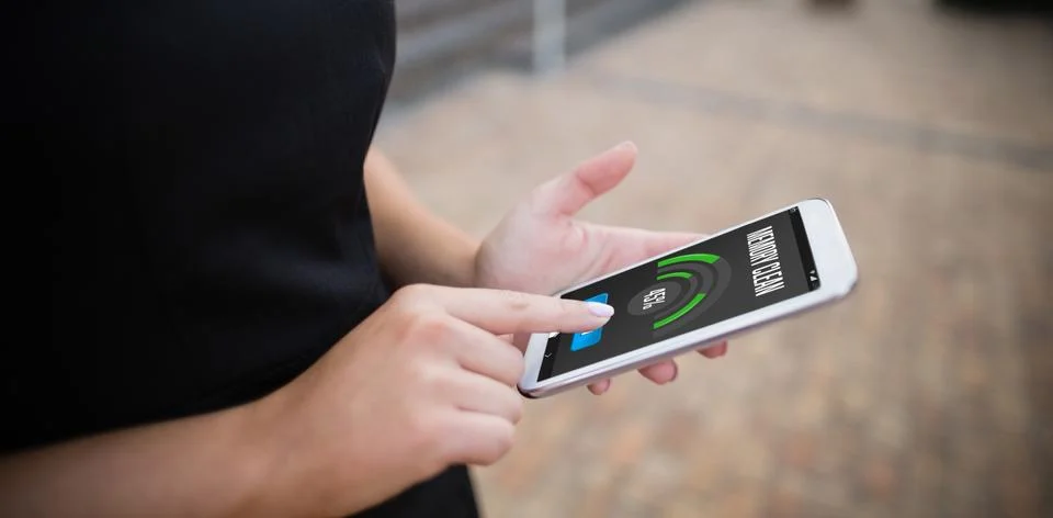 Composite image of mobile display with memory cleaner Stock Photos