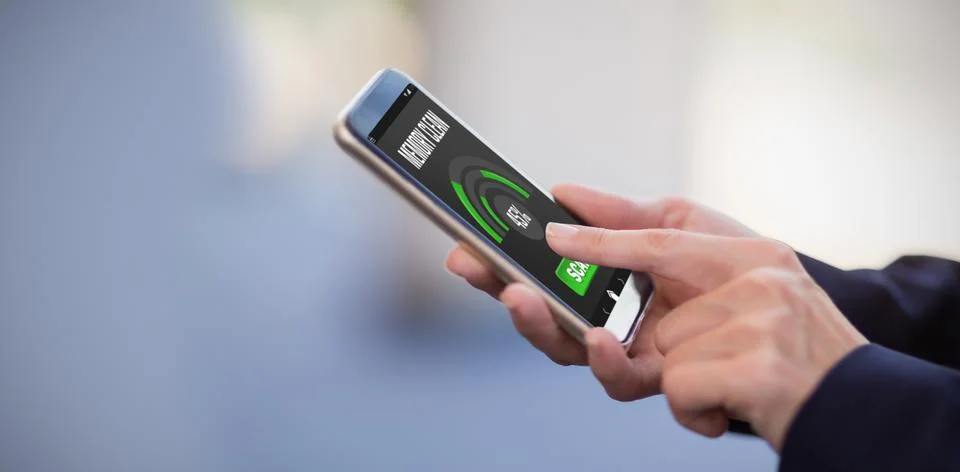 Composite image of mobile display with memory cleaner Stock Photos