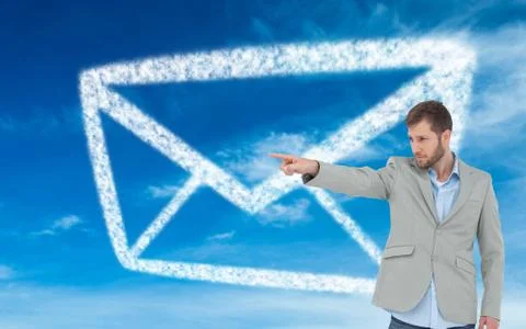 Composite image of model pointing to something Stock Illustration