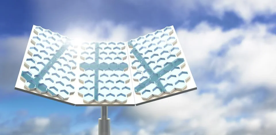 Composite image of modern solar panel with hexagon shape Stock Photos