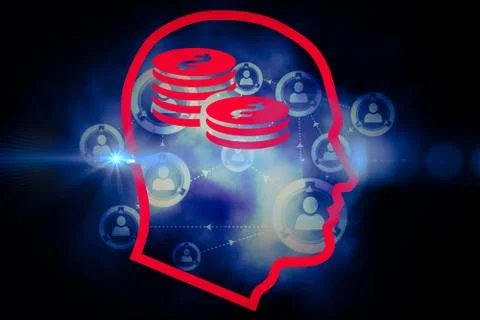 Composite image of money on the brain Stock Illustration