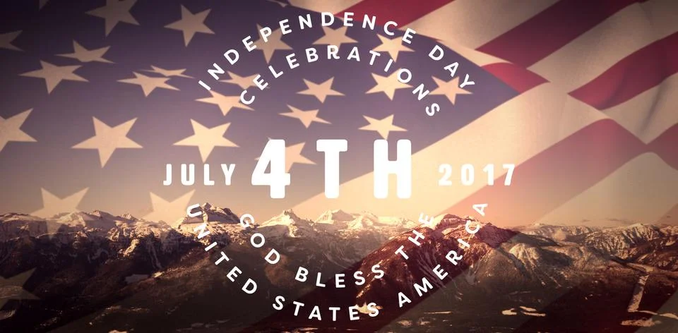 Composite image of multi colored happy 4th of july text against white background 写真素材