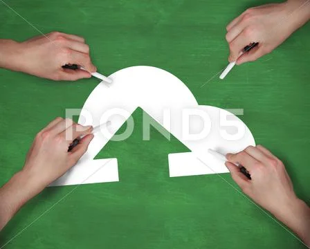 Composite image of multiple hands writing cloud computing icon with chalk Stock Photos