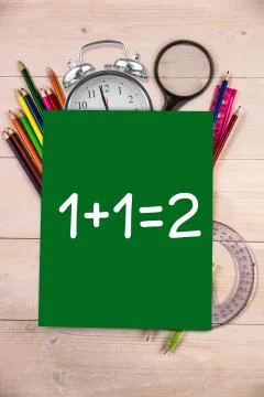 Composite image of one plus one equals two 스톡 일러스트