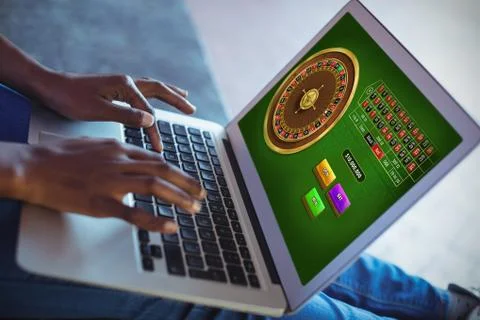 Composite image of online roulette game Stock Photos