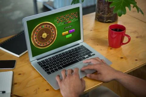Composite image of online roulette game Stock Photos