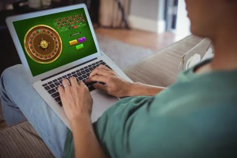 Composite image of online roulette game Stock Photos
