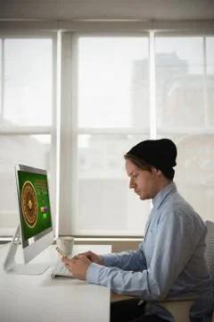 Composite image of online roulette game Stock Photos