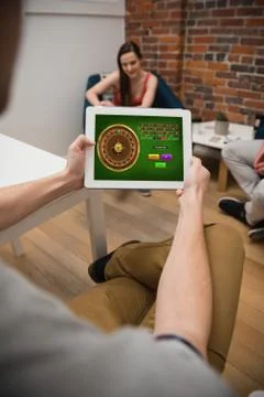 Composite image of online roulette game 스톡 사진