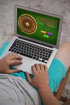 Composite image of online roulette game 스톡 사진