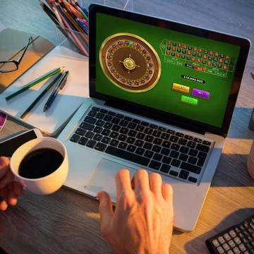 Composite image of online roulette game Stock Photos