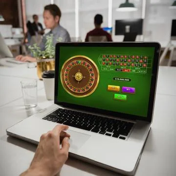 Composite image of online roulette game 스톡 사진