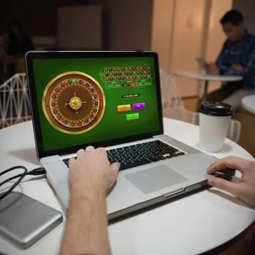 Composite image of online roulette game Stock Photos