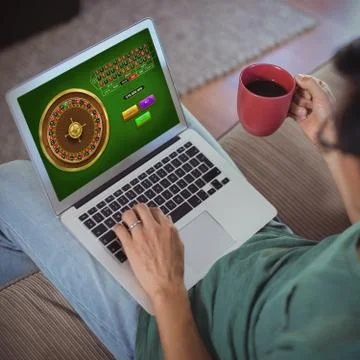 Composite image of online roulette game Foto stock
