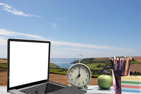 Composite image of open laptop Stock Illustration