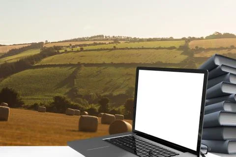 Composite image of open laptop Stock Illustration
