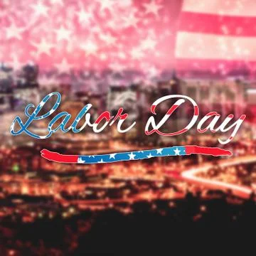 Composite image of panoramic shot of labor day text Stock Illustration