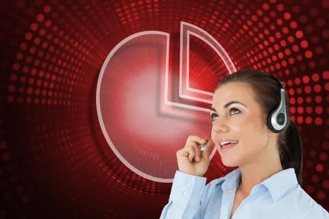 Composite image of pie chart and call centre worker Stock Illustration
