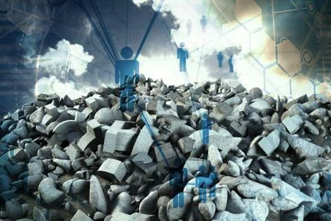 Composite image of pile of rocks Illustrazione stock