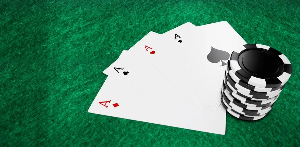 Composite image of playing cards with circle casino tokens Stock Illustration