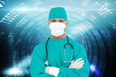 Composite image of portrait of an ambitious surgeon Illustrazione stock