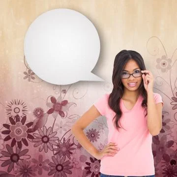 Composite image of pretty brunette thinking with speech bubble Stock Illustration
