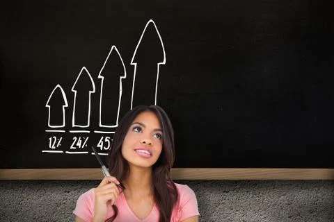 Composite image of pretty brunette thinking Stock Illustration
