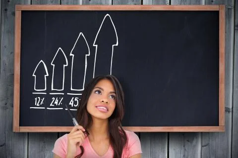 Composite image of pretty brunette thinking Illustrazione stock