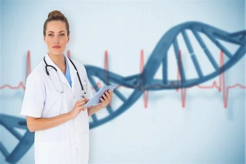 Composite image of pretty nurse using tablet pc Stock Illustration