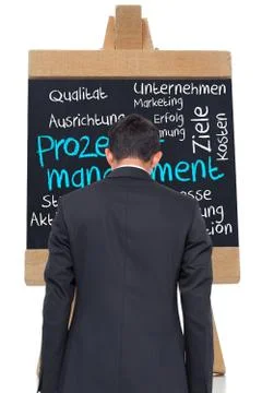 Composite image of process management written on blackboard in german Stock Illustration