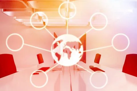 Composite image of progress icons with earth 3d Stock Illustration