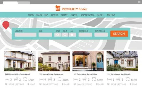 Composite image of property web page Stock Illustration