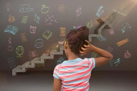 Composite image of pupil thinking Foto stock