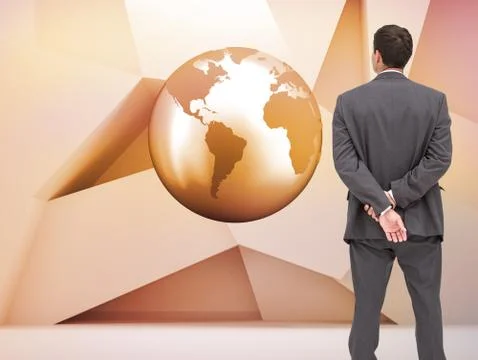 Composite image of rear view of classy businessman posing Illustrazione stock