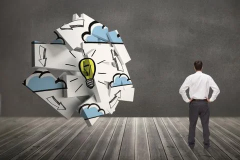 Composite image of rear view of classy young businessman posing Illustrazione stock