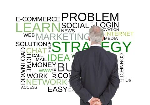 Composite image of rear view of serious businessman posing Illustrazione stock