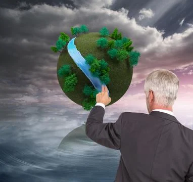 Composite image of rear view of stylish mature businessman pointing finger Stock Illustration