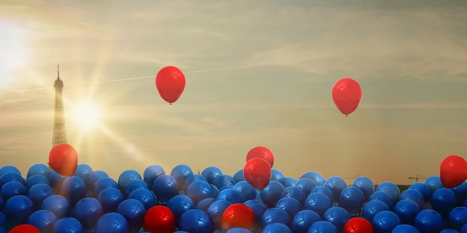 Composite image of red and blue balloons Stock Illustration