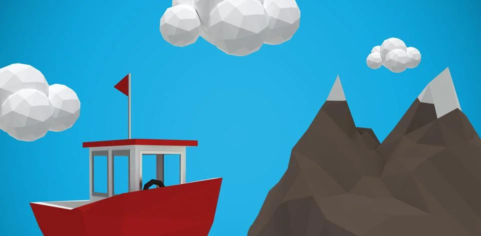 Composite image of red boat over white background 3d Ilustração Stock