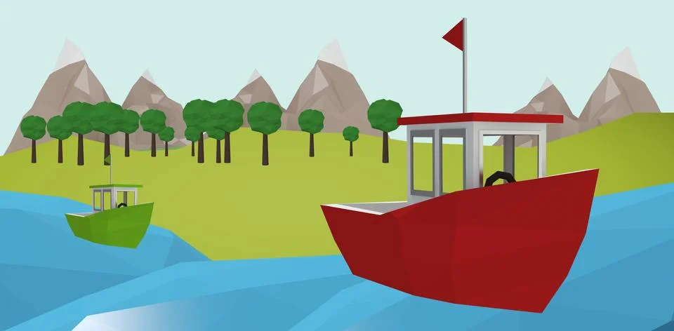 Composite image of red boat over white background Ilustração Stock